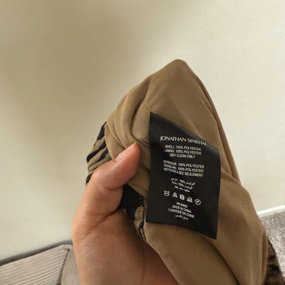 Jonathan Simkhai Floral Black & Tan chiffon pleated Flowy pants sz S - Picture 3 of 14